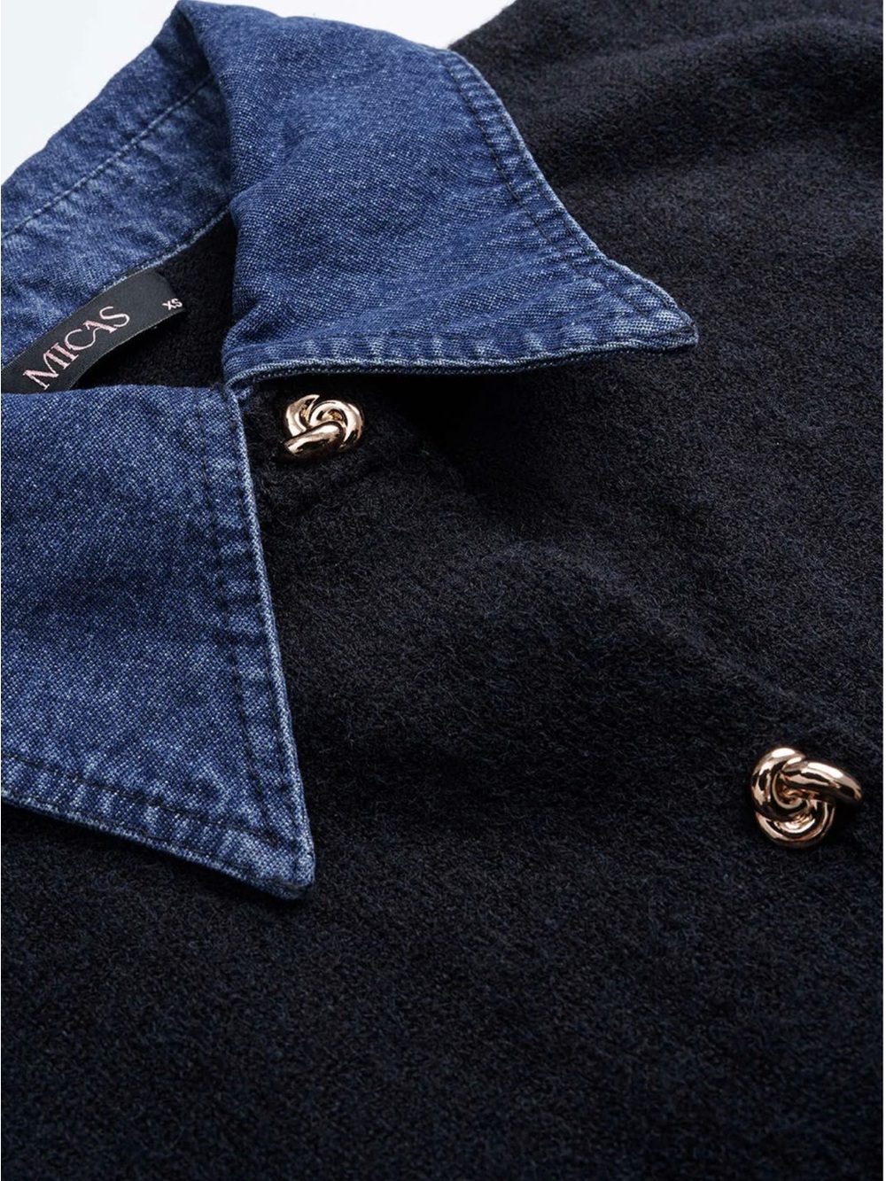 Micas Knit Denim Patchwork Button
Gigot Long-Sleeve Top - Picture 3 of 9